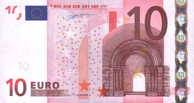 10 евро 2002 г. (Европейский союз).