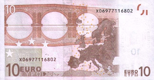 10 евро 2002 г. (Европейский союз).