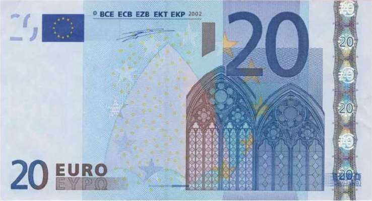 20 евро 2002 г. (Европейский союз).