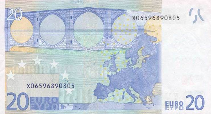 20 евро 2002 г. (Европейский союз).