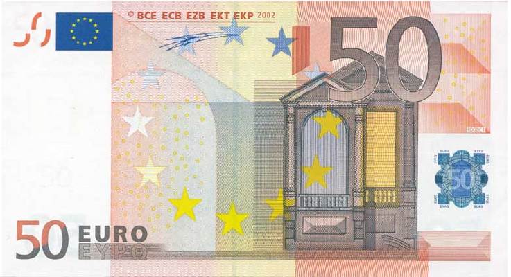 50 евро 2002 г. (Европейский союз).