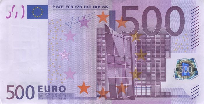 500 евро 2002 г. (Европейский союз).