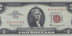 2 доллара 1963 г. красная печать (США)