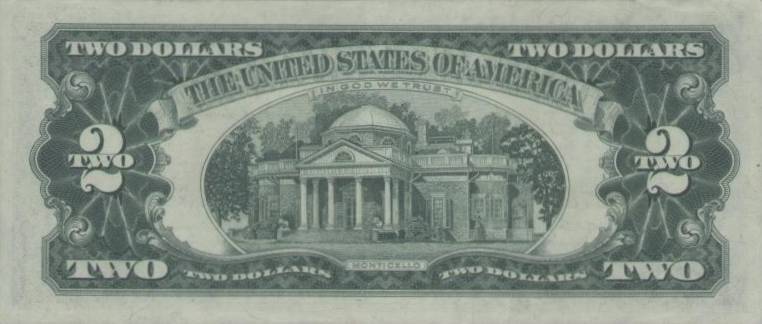 2 доллара 1963 г. красная печать (США)