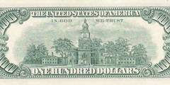 100 долларов 1966 г. красная печать (США)
