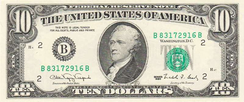 10 долларов 1990 г. (США)