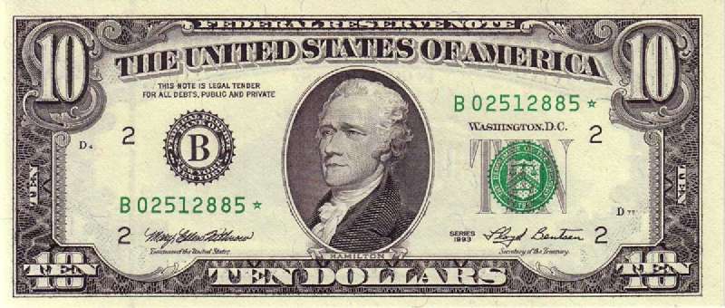 10 долларов 1993 г. (США)