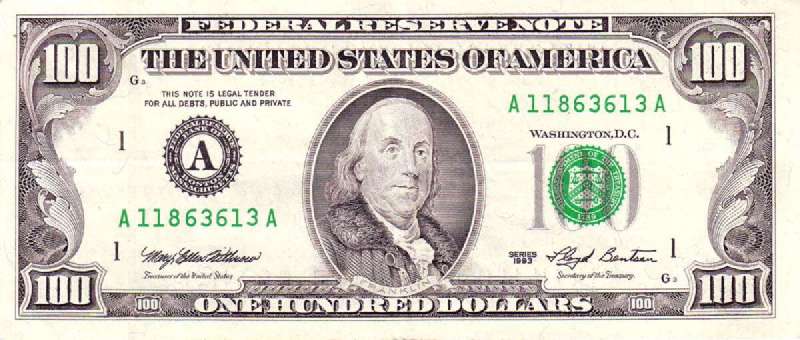 100 долларов 1993 г. (США)