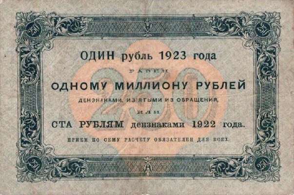 250 рублей 1923 г. (второй выпуск) (РСФСР).