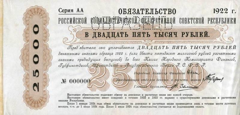 25000 рублей 1922 г. (РСФСР)