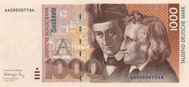 1000 немецких марок 1991 г. (Германия).