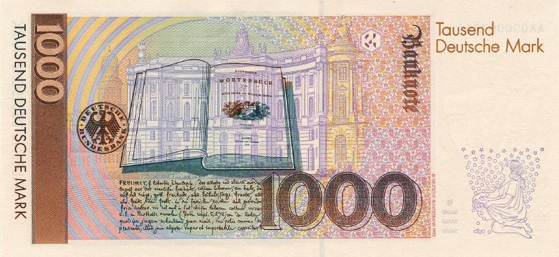 1000 немецких марок 1991 г. (Германия).
