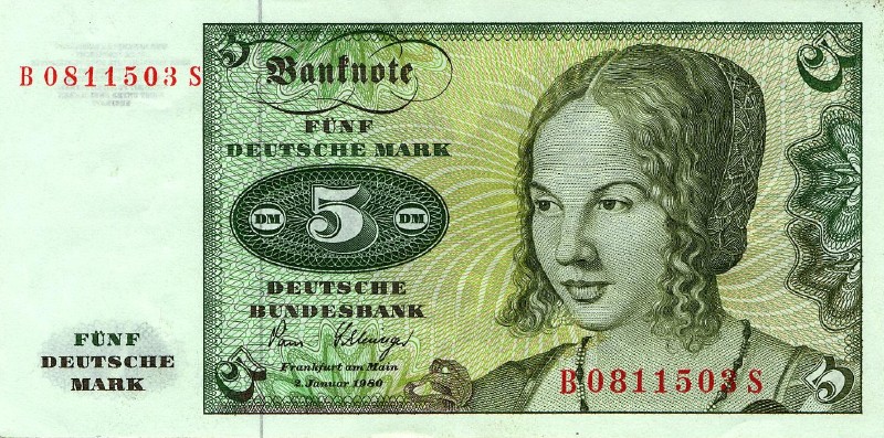 5 немецких марок 1970 г., 1980 г. (Германия).