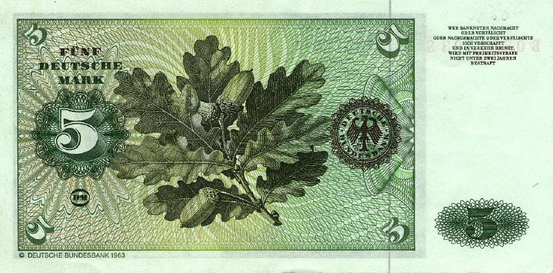5 немецких марок 1970 г., 1980 г. (Германия).