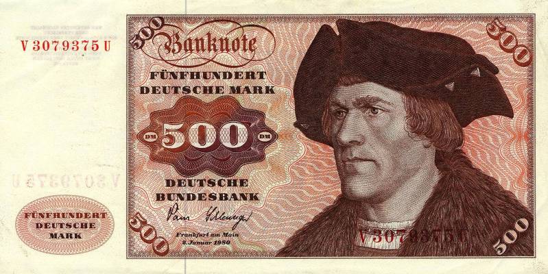 500 немецких марок 1970 г., 1977 г., 1980 г. (Германия).