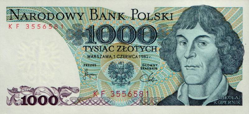 1000 злотых 1975 г., 1977 г., 1979 г., 1982 г. (Польша).