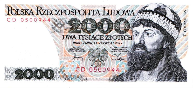 2000 злотых 1979 г., 1982 г, (Польша).
