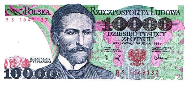 10 000 злотых 1987 г., 1988 г. (Польша).