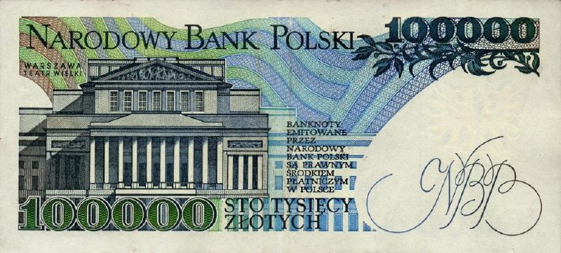100000 злотых 1990 г. (Польша).