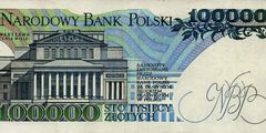 100000 злотых 1990 г. (Польша).