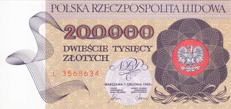 200000 злотых 1989 г. (Польша).