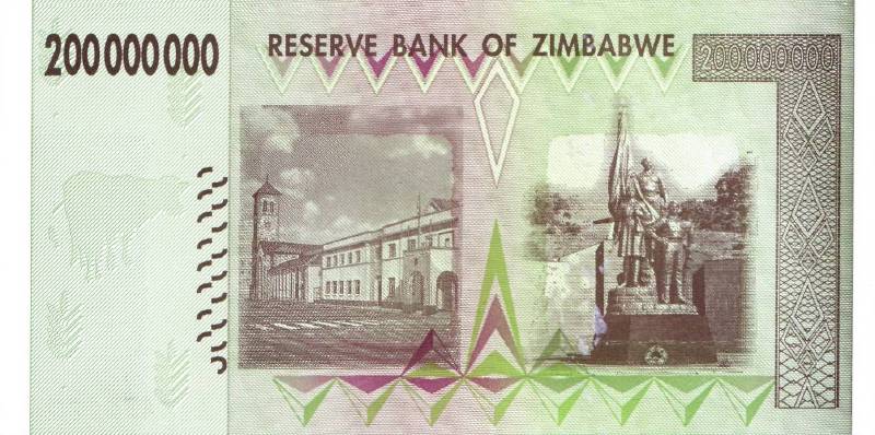 200 000 000 долларов 2008 г. (Зимбабве).