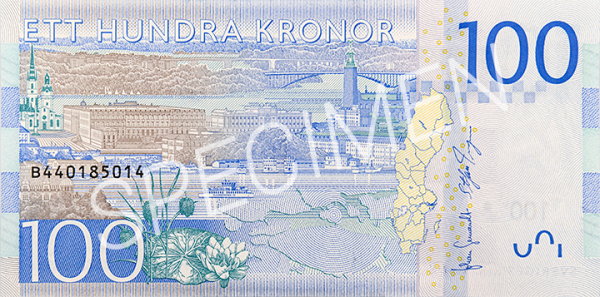 100 крон 2015 г. рев.
