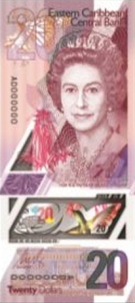 20 восточно-карибских долларов 2019 года. аверс
