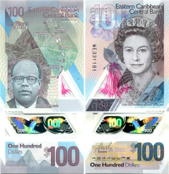 100 восточно-карибских долларов 2019 года