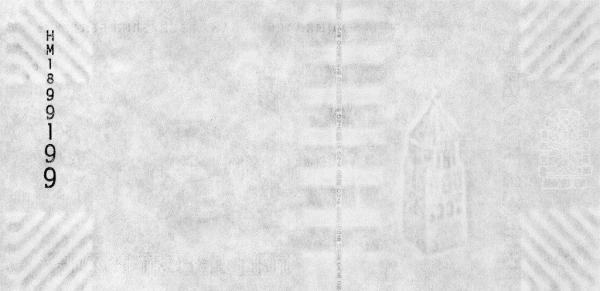 Банкнота 50 рублей 2009 года в ИК спектре. Реверс.