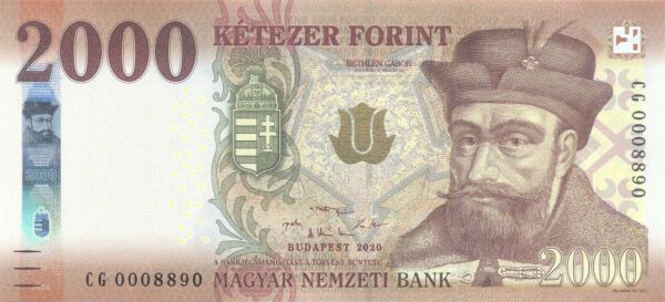 Венгрия 2000 форинтов 2020 года. Аверс.