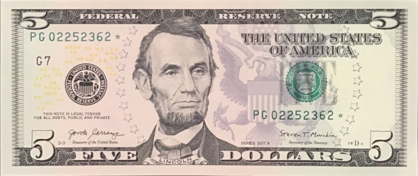USA 5 dollars 2017A