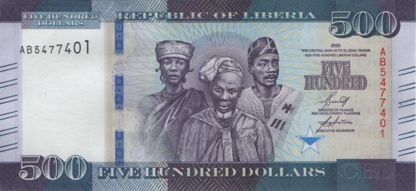 LIBERIA 500 Dollars 2020