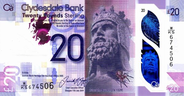 Scotland&rsquo;s Clydesdale Bank 20 pound 2019