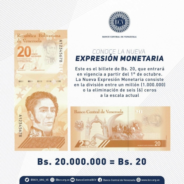 Venezuela 20 bolivar 2021
