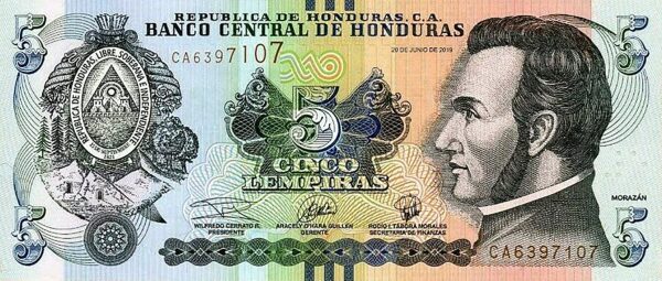 Honduras 5 lempiras 2019