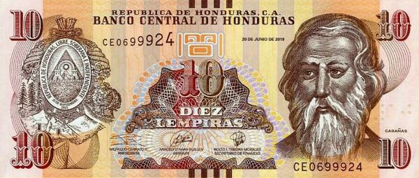 Honduras 10 lempiras 2019